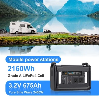 Vonkajšia pohotovostná solárna elektráreň 2400 W prenosná lítiová batéria 2160WH